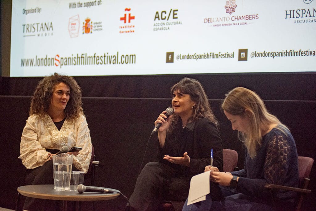 Galician Film Forum's Adriana Páramo, actress Janet Novas and interpreter Eleanor Harding. The Rye Horn